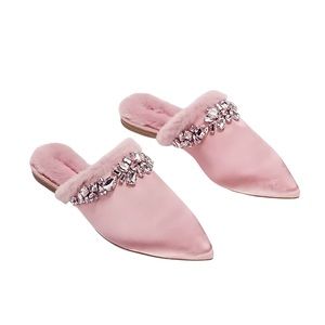 NWT Isaac Mizrahi Barbie Pink Embellished Mules